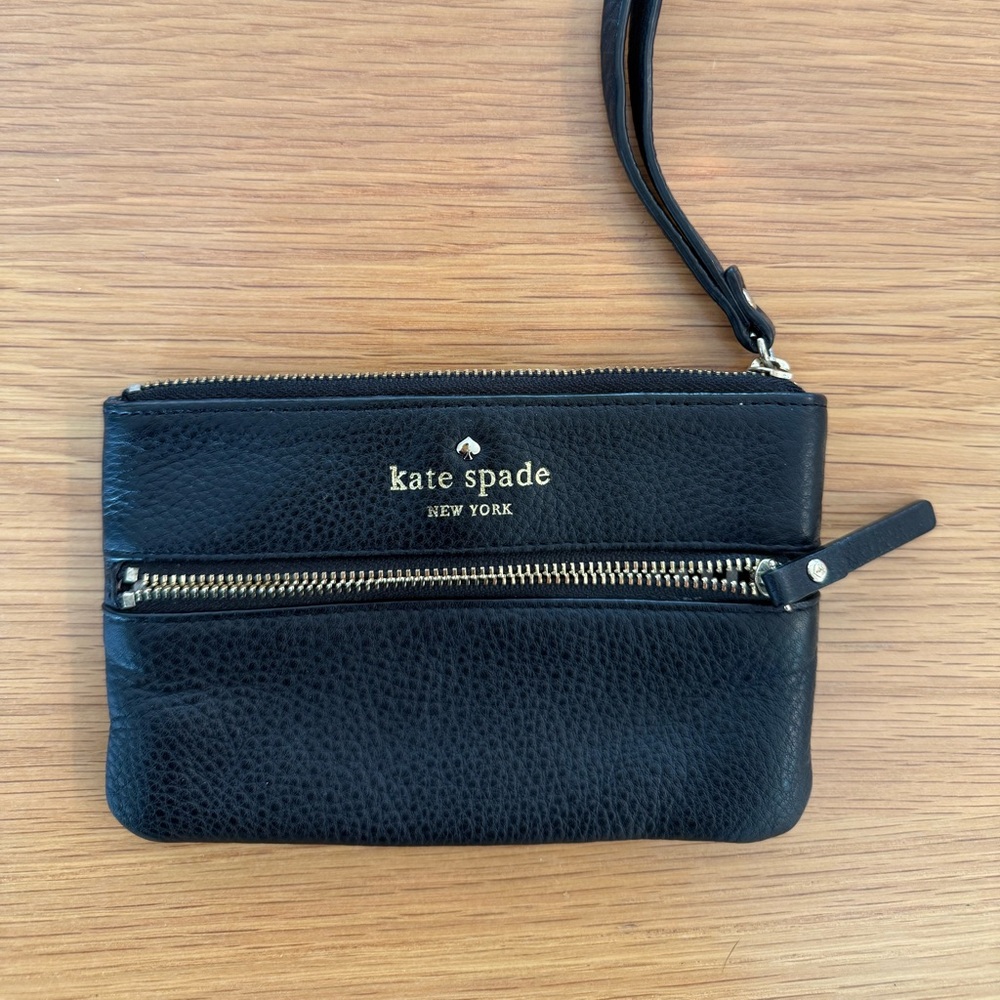 Kate Spade Black Leather Wristlet